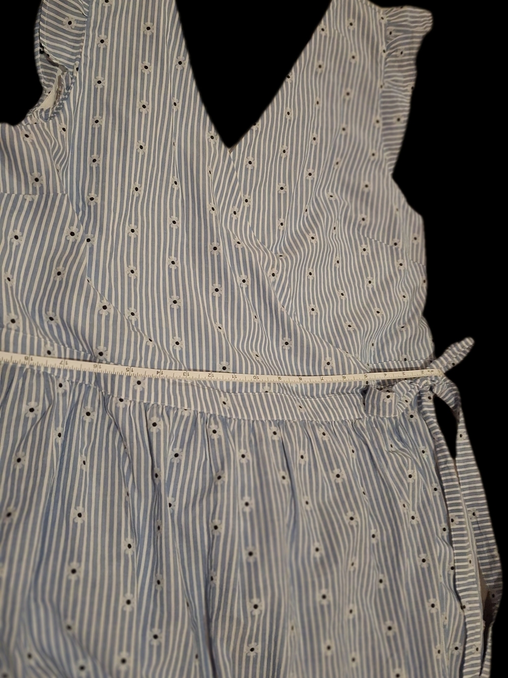 LOFT Blue and White Striped Wrap Maxi Dress with Tie - Picture 12 of 15